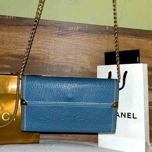 Authentic Louis Vuitton Rare Blue Suhali International Long Wallet